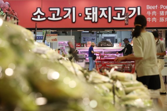 국내 소비자물가 상승률이 IMF 외환위기 이후 약 24년 만에 6%대로 치솟은 것으로 나타난 5일 서울의 한 대형마트에서 시민들이 장을 보고 있다. 2022.7.5/뉴스1 © News1 이광호 기자