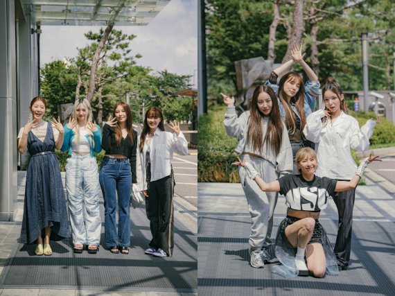 [서울=뉴시스] 왼쪽부터 4FIRE(나비, SOLE-쏠, 엄지윤, 권진아), 오아시소(윤은혜, 코타, 박진주, 조현아). 2022.07.16. (사진 = MBC '놀면 뭐하니?' 제공) photo@newsis.com*재판매 및 DB 금지