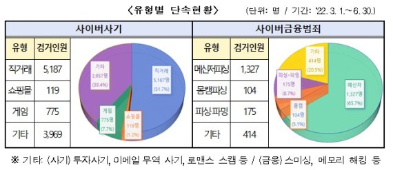 사이버사기 사이버금융범죄 유형별 단속현황.(경찰청 제공)© 뉴스1