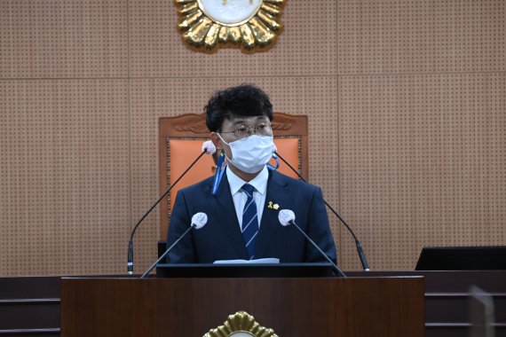 20일 광주 북구의회에서 열린 제278회 제2차 정례회에서 정달성 의원이 5분 자유발언을 하고 있다.(의회 제공)2022.7.20/뉴스1 뉴스1