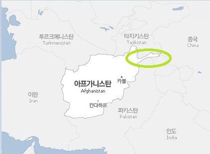 녹색 실선 부분이 와칸회랑.