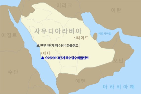 두산에너빌리티가 건설 공사 계약을 체결한 슈아이바 3단계 해수담수화 플랜트 위치. 두산에너빌리티 제공