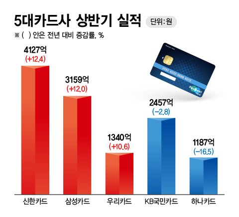 5대카드사 상반기 실적 /그래픽=정기현 기자