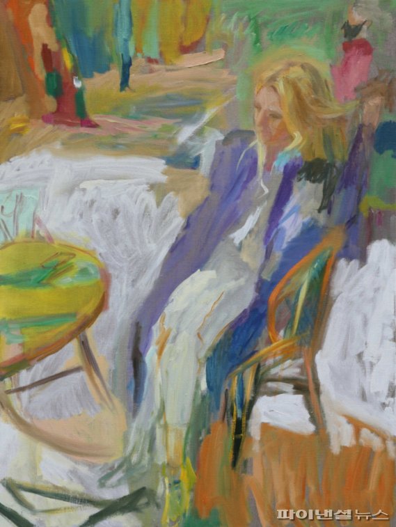 장지영, Femme assise, 앉아있는 여인, 2022, 캔버스에 유채, 80x60.5cm. 사진제공=고양문화재단