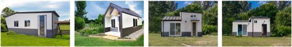 CU가 판매하는 이동형 주택 사진. 왼쪽부터 단층과 복층 3종. BGF리테일 제공.