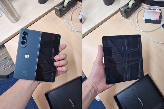 '갤럭시Z 폴드4' 실물 유출 사진 (Noh 트위터 갈무리)