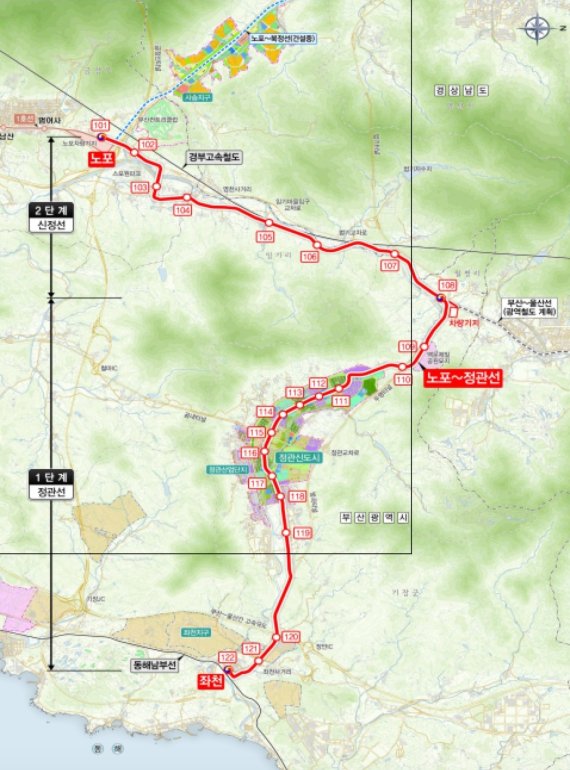 ▲도시철도 노포~정관선 노선도. /사진=부산시