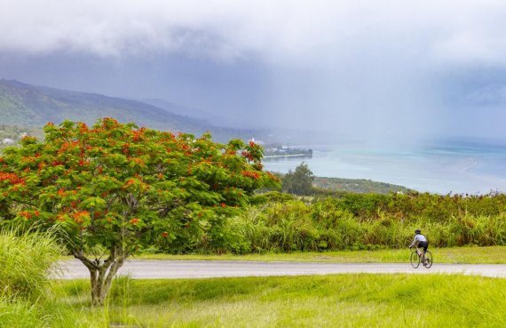 [imazine]에메랄드빛 사이판 해변…해외여행이 돌아왔다 ② 시원한 배경의 사이클링 코스 [사진/성연재 기자]