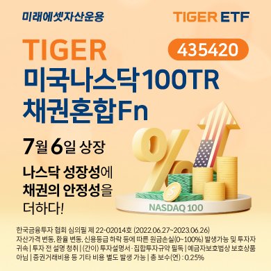 미래에셋 'TIGER 미국나스닥100TR채권혼합Fn ETF' 거래이벤트 진행