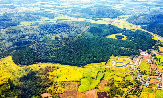 【서울=뉴시스】 하늘에서 본 거문오름 전경. (자료사진) (사진=제주세계유산센터 제공)