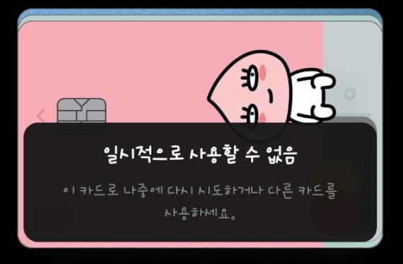 삼성페이 '국민·카카오뱅크 카드' 결제 오류 문제 (독자 제공)