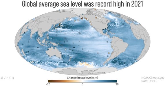 작년에 관측래 최고수위를 기록한 해수면 [NOAA 제공. 재판매 및 DB 금지]