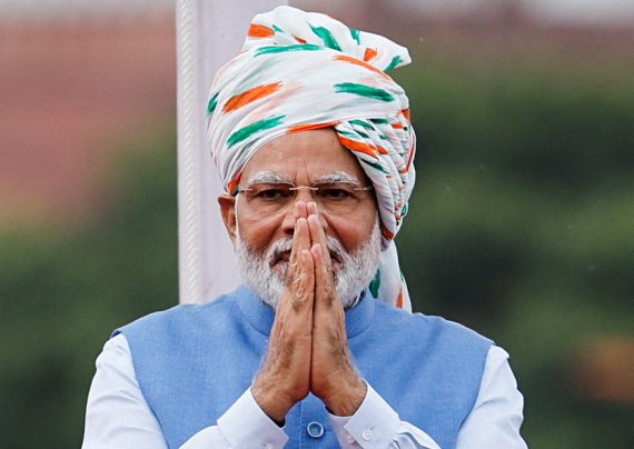 모디 인도 총리가 25년 안에 인도를 선진국 반열에 올려 놓을 것이라고 공언했다. ⓒ 로이터=뉴스1 ⓒ News1 정윤영