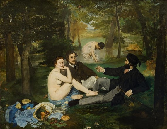 에두아르 마네의 '풀밭위의 점심식사(1863년, 208*264㎝, 캔버스에 유채, 오르세 미술관)'