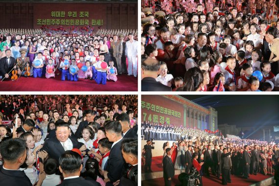 (평양 노동신문=뉴스1) = 북한 노동당 기관지 노동신문은 9일 전날 밤 평양에서 "공화국창건 74돐(돌) 경축행사가 대성황리에 진행됐다"라고 보도했다. 행사에는 김정은 당 총비서와 여러 간부들이 참석했다. [국내에서만 사용가능. 재배포 금지. DB 금지. For Use Only in the Republic of Korea. Redistribution Prohibited] rodongphoto@news1.kr