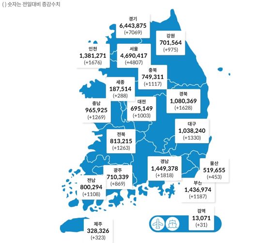 시·도별 발생 현황. 보건복지부 제공