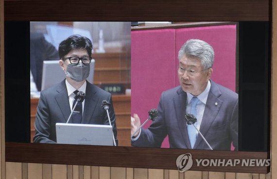 "김건희 여사에 대한 수사 지휘를..." 질문에 한동훈 반응