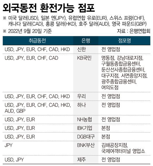 외국동전 환전 가능 점포 /그래픽=정기현 기자