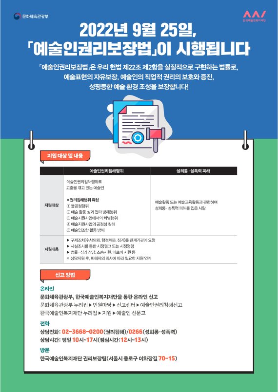  갑질, 성희롱 방지 '예술인권리보장법' 25일 시행