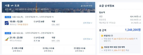같은 기간 항공권 가격이 2배 가까이 올랐다 (독자 제공)