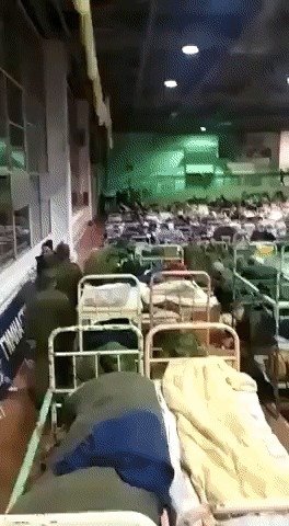 전쟁에 동원된 러시아 병사들의 단체 숙소. (트위터)
