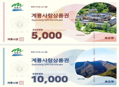 디자인 변경된 계룡사랑상품권. (계룡시 제공)