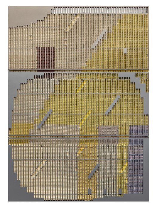 [서울=뉴시스]강서경, Mat 120 × 165 #22-36, 2021-2022,Painted steel, woven dyed hwamunseok, thread, wood frame, brass bolts, leather scraps Approx. 174 × 126 × 5 cm Courtesy of the artist and Kukje Gallery사진: 안천호 이미지 제공: 국제갤러리