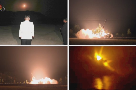 김정은이 지난달 25일부터 이달 9일까지 인민군 전술핵운용부대 등의 군사훈련을 지도했다고 11일 보도했다. 사진=조선중앙TV 캡처