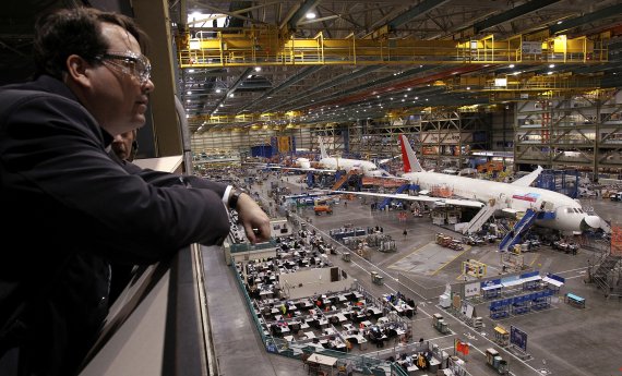 지난 2011년 2월14일(현지시간) 미국 워싱턴주 에버렛의 보잉 공장에서 787드림라이너가 조립되고 있다. 사진=로이터연합뉴스