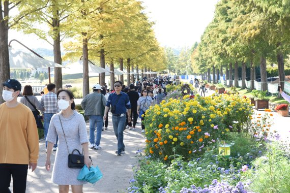 16일 오후 대한민국 제1호 국가정원 순천만국가정원을 찾은 관광객들로 북적이고 있다. 2022.10.16/뉴스1 ⓒ News1 김동수 기자