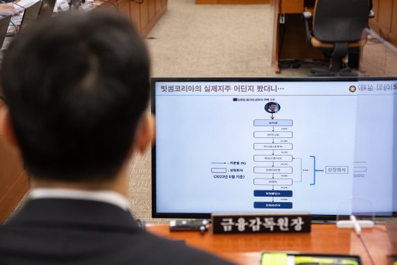 이복현 금융감독원장이 11일 서울 여의도 국회에서 열린 정무위원회의 금융감독원에 대한 국정감사에서 빗썸코리아의 지배 구조와 관련한 자료를 바라보고 있다. 2022.10.11/뉴스1 ⓒ News1 유승관 기자