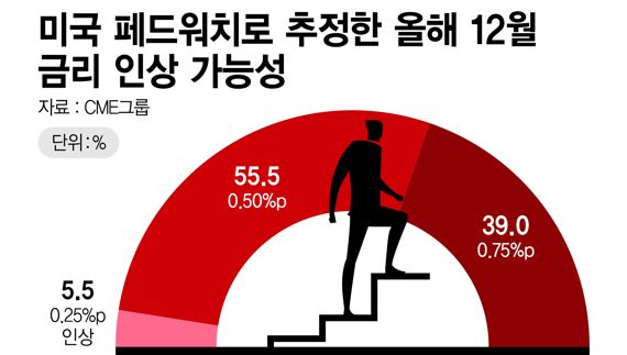 미국 페드워치로 추정한 올해 12월 금리인상 가능성 /그래픽=정기현 기자