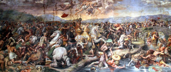 밀비우스 다리 전투를 그린 프레스코화. 1520~1524년 줄리오 로마노 작. 사진=나무위키