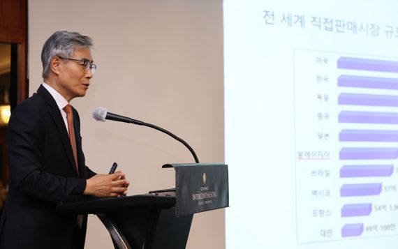 창립 20주년 기념 방문판매법 개정 심포지엄이 한국소비자법학회, 직접판매공제조합, 한국특수판매공제조합 주최로 9일 서울 강남구 인터콘티넨탈 파르나스 2층 오키드룸에서 열렸다. 한상린 한양대학교 교수가 기조강연을 하고 있다. 사진=김범석 기자