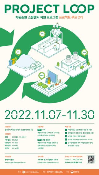 롯데케미칼 "프로젝트 루프 소셜벤처 2기 모집해요"