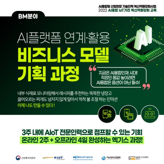 글로벌소프트웨어캠퍼스, ‘AI융합 IoT가전 혁신역량강화 교육사업’ 교육생 모집 나서