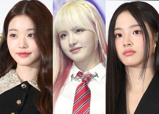 (왼쪽부터) 아이브 장원영, 리즈, 뉴진스 민지