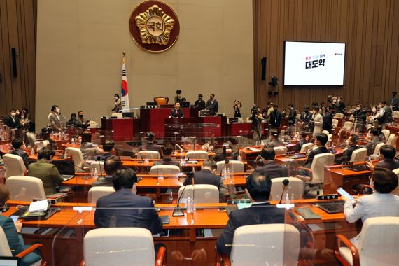 국민의힘 주호영 원내대표가 21일 서울 여의도 국회에서 열린 의원총회에서 발언하고 있다. 사진=서동일 기자