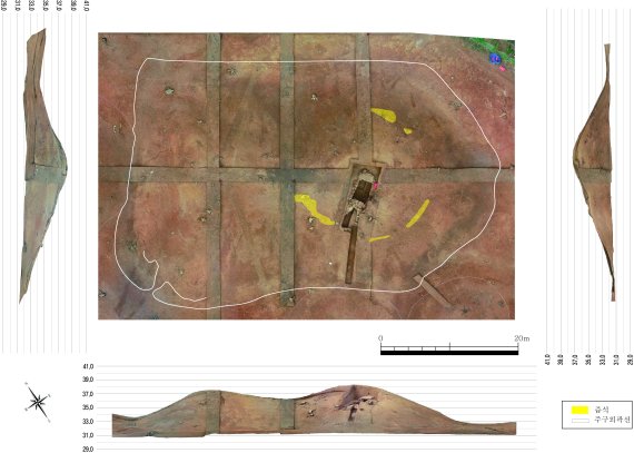함평 마산리 표산고분군 1호분 분구 평·입면도. (국립나주문화재연구소 제공)