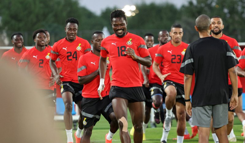 다니엘 아마티를 비롯한 가나 축구대표팀 선수들이 27일 오후(현지시간) 카타르 아스파이어 존 훈련장에서 훈련하고 있다. 2022.11.27/뉴스1 ⓒ News1 이동해 기자