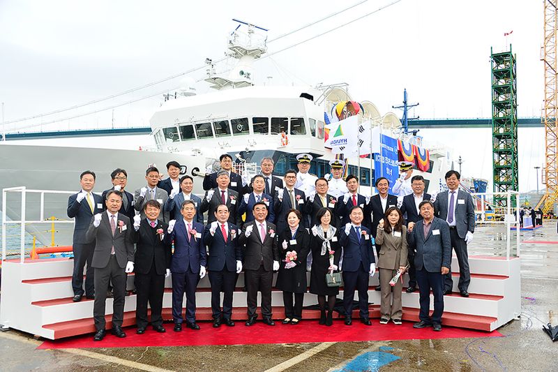 29일 울산 현대미포조선소에서 열린 울산태화호 명명식 모습.
