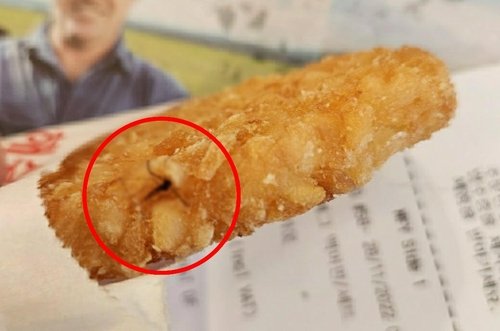 맥도날드 해시브라운에 달라붙은 모기 제보자 A씨 제공. 재판매 및 DB 금지.