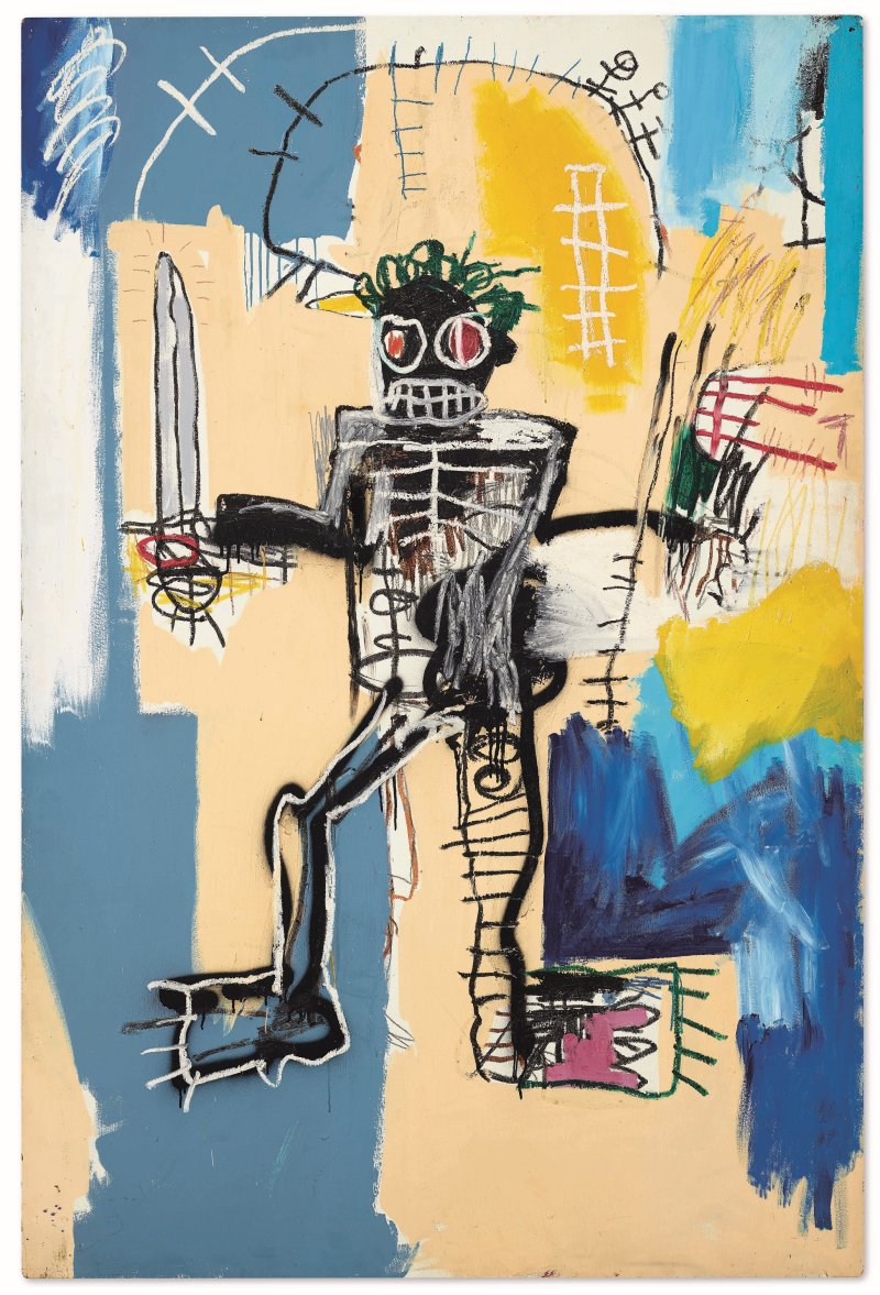[서울=뉴시스] 장 미쉘 바스키아, Warrior(전사), Acrylic, oilstick and spray paint on wood panel, 183x122cm, 1982. 사진=크리스티 코리아 제공.2021.2.15. photo@newsis.com