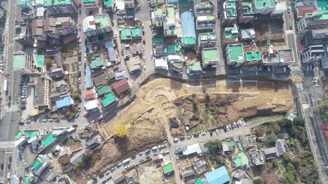 하늘에서 바라본 기장읍성 전경 기장군 제공