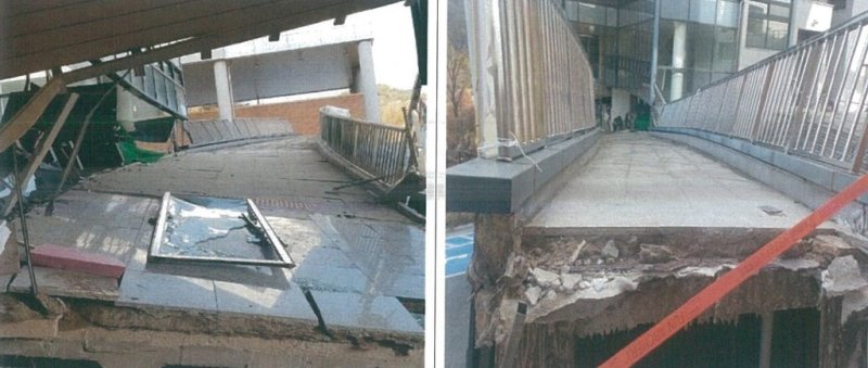 붕괴된 2층 연결통로 [충북도 결재문건 캡쳐]