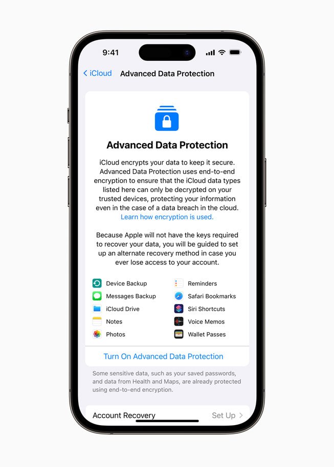 애플의 아이클라우드 '고급 데이터 보호(Advanced Data Protection)' 기능. (사진=애플 제공) *재판매 및 DB 금지