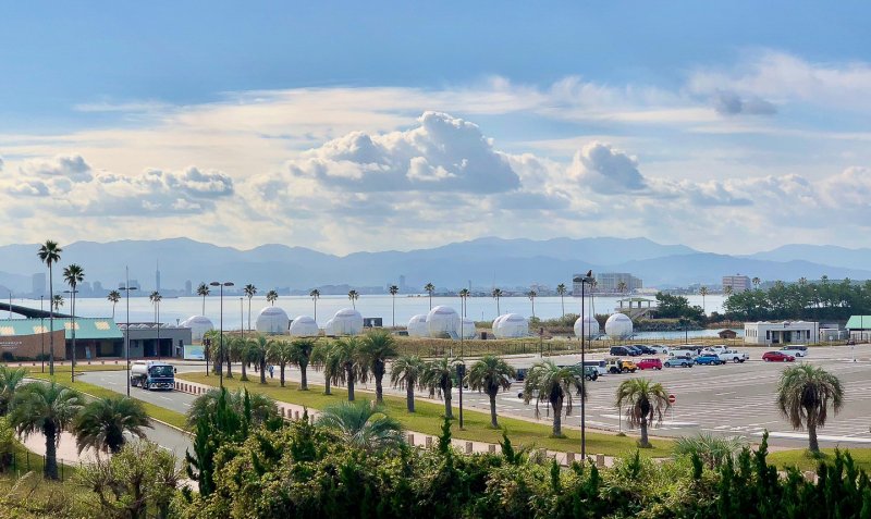 우미노나카미치 해변공원 내에 자리한 캠핑장ⓒ News1 윤슬빈 기자