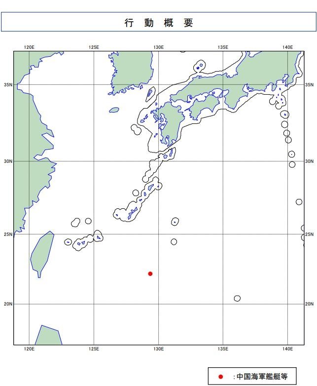 중국 랴오닝함 함대 훈련 구역(붉은 점 표시 해역) [일본 통합막료감부 제공. 재판매 및 DB 금지]