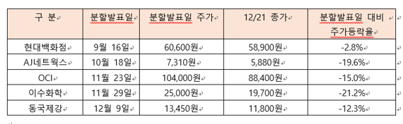 인적분할로 주가 하락? 현대百&nbsp;"우린 달라"