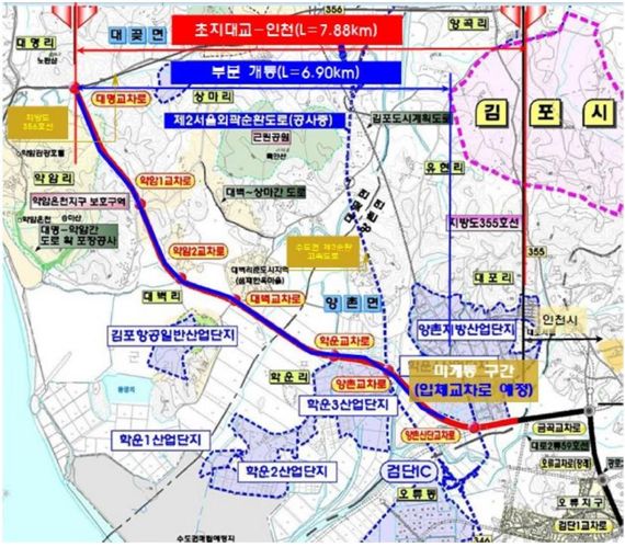 국지도84호선 양촌산단교차로 지하차도 개설공사 계획평면도. 사진=김포시
